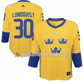 Sverige Hockeydrakt Henrik Lundqvist 30 World Cup i ishockey 2016 Gul Premier - Herre